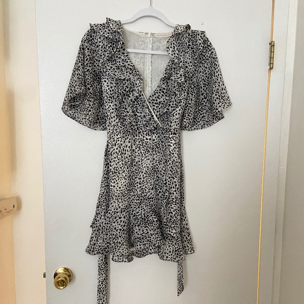 Pookie & Sebastian Leopard Print Wrap Mini Dress - image 1